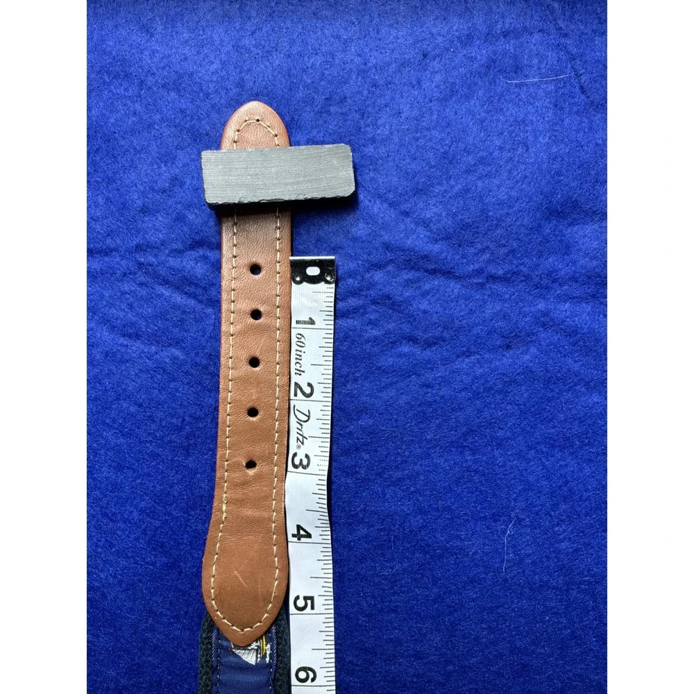 [Nautical] Mens‎ Skippers Sailboat Embroidered Canvas Leather Belt 44 Navy Brown